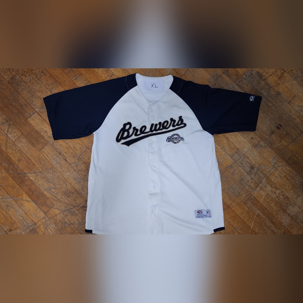 Brewers White and Black Baseball Jersey - Picture 2 of 2